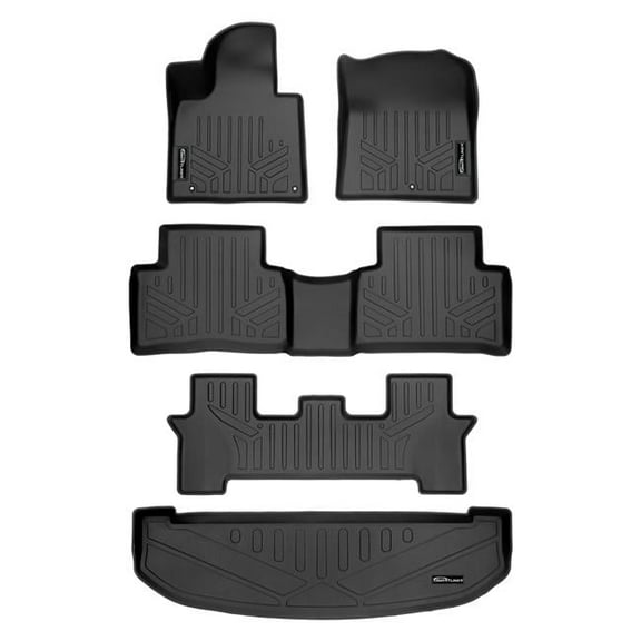 SMARTLINER Custom Fit 3 Row Floor Mats & Cargo Liner Behind 3rd Row Set Compatible With 2021-2023 Kia Sorento (Only with 2nd Row Bench Seat. Does Not Fit Hybrid Models)