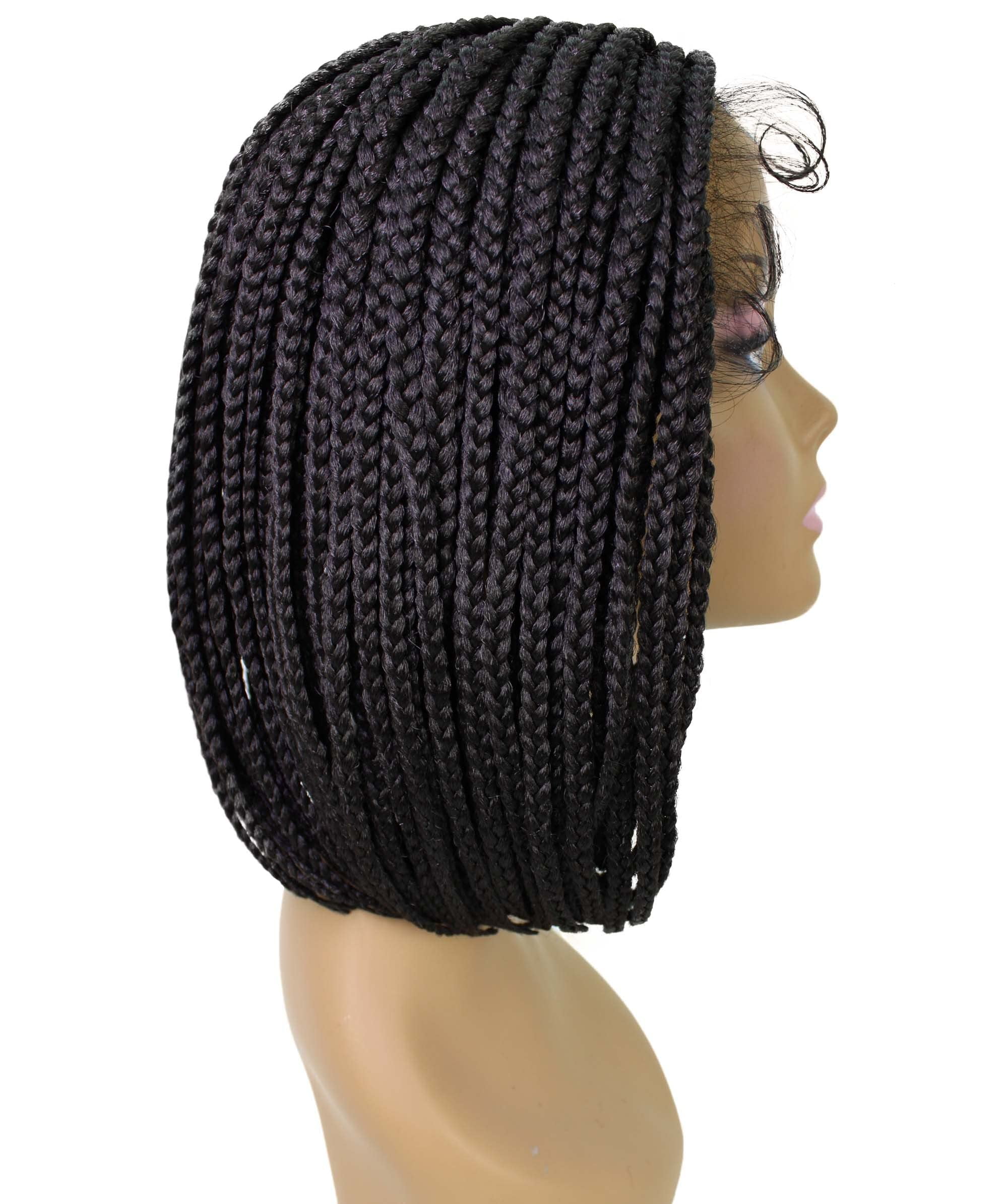 LUXLUXE Tiara Straight Braided 12 in Long 4X4 Hand Tied Lace Braid Braided Wig, Beauty Heat Resistant Fiber, Dip Dyed & Natural Black Blended Color