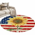 thumbnail image 2 of Area Rug 36in, Vintage American Flag Sunflower Floor Carpet Living Room Rug, 4th of July Independence Day Non-Slip Welcome Mat Indoor Rugs for Bedroom Dining Room, 2 of 9