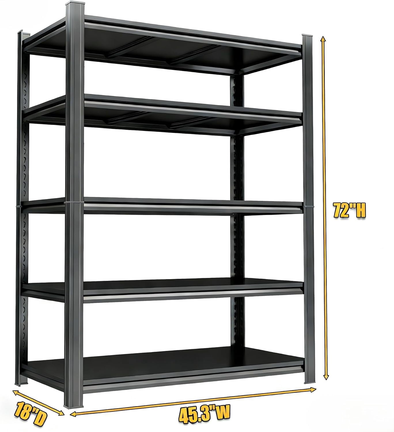 5-Tier Bookcase, Heavy Duty Metal Book Shelf, Freestanding Home Book Storage, Rust-Resistant Adjustable Bookshelf, 3020lb, Thickened Panel, Easy Assemble Shelving for Study Room & Home