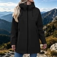 thumbnail image 6 of Feancey Lightweight Hooded Jackets for Women Waterproof Packable Raincoats Full Zip Stand Collar Windbreaker Rain Jacket Mid Length Fall Outerwear Black L, 6 of 9