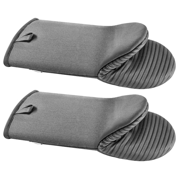 VEVOR Oven Mitts, Mini Oven Mitt Set with Non-Slip Silicone Strips, High Heat Resistant to 500℉, Lightweight Cotton Baking Mitts 13.07 x 6.1 inch with 2 No-Marks Hooks for Home, Kitchen, 2 Piece