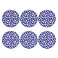 thumbnail image 2 of Pofeuu Blue Flower Skull Print Leather Coasters Set of 6, Round Cups Mugs Mat Pad for Home Kitchen Heat Resistant Drink Coasters,Round Shape, 2 of 7