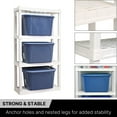 thumbnail image 4 of Oskar Plastic Shelving Unit Storage Shelf 4-Tier 57"H x 30"W x 14"D White 400 lb Capacity, 4 of 8