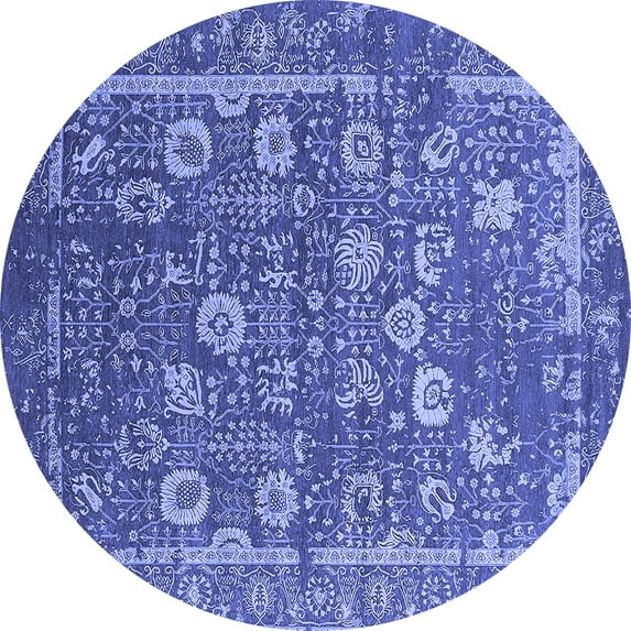 Ahgly Company Indoor Round Oriental Blue Industrial Area Rugs, 5' Round