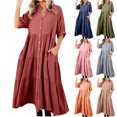 thumbnail image 1 of Gspmoly Robe d'Été, Robe d'Été Décontractée pour Femme à Col Rond Unie Sans Manches Longue Robe Robe de Cocktail Offres Prime, 1 of 6