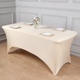 thumbnail image 4 of Balsa Circle 6 Feet Rectangular Spandex Fitted Stretchable Elastic Tablecloth Beige, 4 of 8