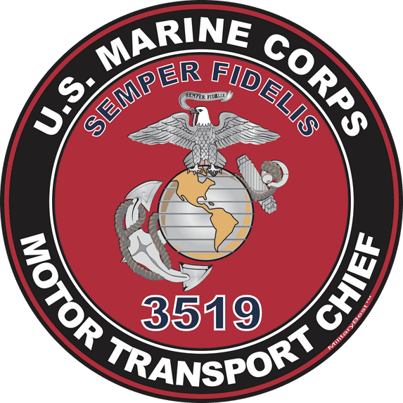 U.S.M.C. MOS 3519 Motor Transport Chief Decal 5.5" - Red
