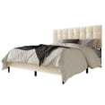 thumbnail image 4 of Home Design Marion Queen Tufted Upholstered Platform Bed Frame with Tufted Headboard and Plush Padding, Beige, Easy Assembly, 4 of 6