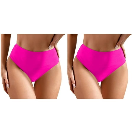 (2-Pack) 2025 Women Plus Size High Waist Bikini Bottoms Swim Briefs Beach Shorts Ruched Swimming Bra for Women Bottom High Cut Swim Bottom Full