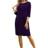 thumbnail image 7 of Gamivast Women's Work Dresses Round Neck 3/4 Sleeve Church Dress Pleated Waist Solid Midi Dress Modest Casual Spring Business Office Interview Party, 7 of 7