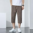 thumbnail image 2 of ZVNAΖH Mens Below Knee 3/4 Pant Summer Casual Versatile Draw Rope Elastic Waist Straight-leg Capri Pants, 2 of 4
