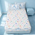 thumbnail image 4 of Erosebridal Letter A Zipper Twin Comforter Sets with Fitted Sheet and 2 Pillowcases, Chic Ribbon Zipper Bedding Set, Stars Reversible, Baby Blue, Stars Reversible, 4 of 7