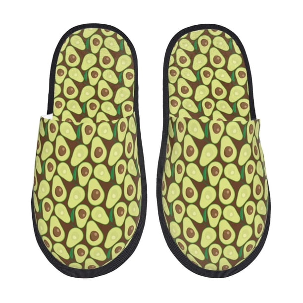 Fotbe Avocado Pantuflas Peludas para Mujer con Estampado, Zapatillas de Peluche, Zapatos de Invierno para Casa, Uso Interior y Exterior-Medium