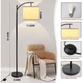 thumbnail image 4 of DingLiLighting Black Arc Floor Lamp LED Modern Floor Lamp Standing Reading Light White Lamp Shade for Living Room Bedroom Office Study, Bulb included, 4 of 8