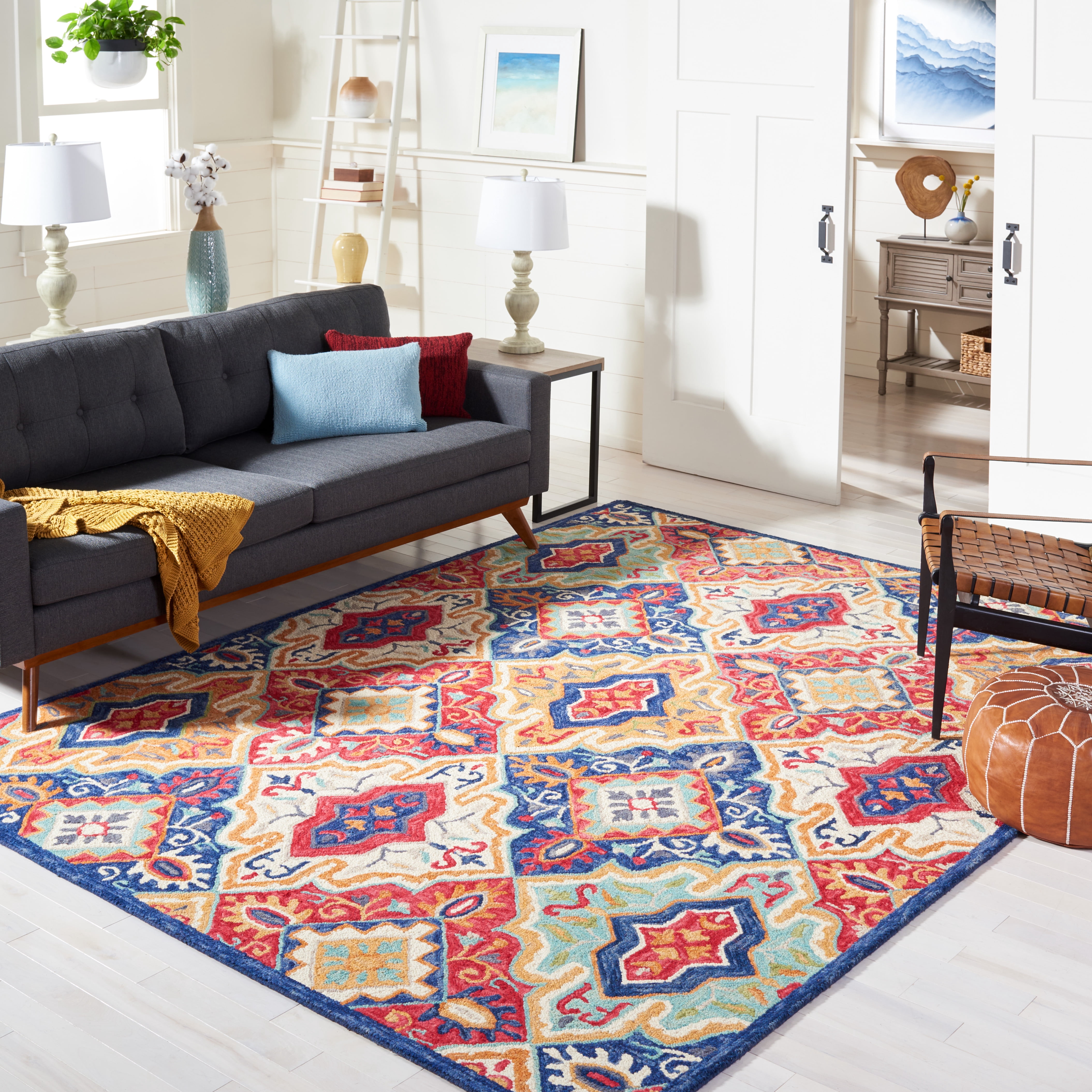 SAFAVIEH Aspen Emory Tribal Area Rug, Blue/Rust, 6' x 9'