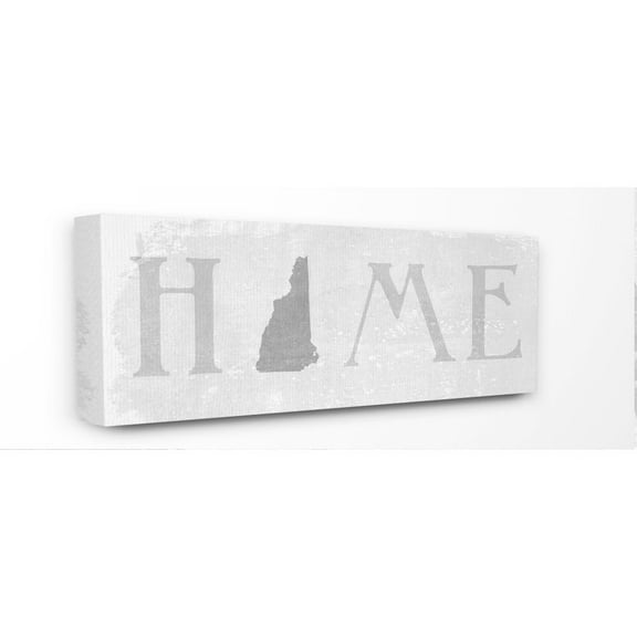 Stupell Industries New Hampshire Home State Map Grey Neutral Textured Word Design Canvas Wall Art by Daphne Polselli