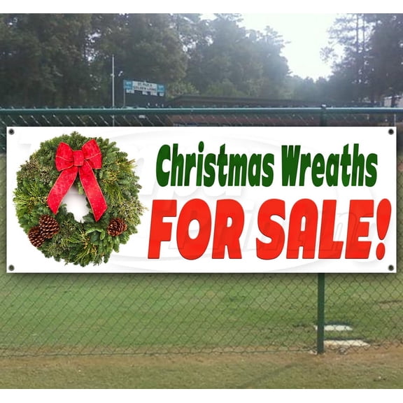 Christmas Wreaths For Sale 13 oz heavy duty vinyl banner sign with metal grommets, new, store, advertising, flag, (many sizes available)