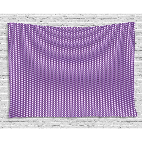 Fish Scale Tapestry, Japanese Wave Pattern in Purple Shades Oriental Concentric Forms, Wall Hanging for Bedroom Living Room Dorm Decor, 80W X 60L Inches, Purple Lavander and White, by Ambesonne