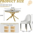 thumbnail image 6 of 5-Piece Dining Table Set, 46.8" Round Modern Faux Marble Table with Stainless Steel Base, 4 PU Upholstered Chairs, Dining Set for Small Space, Apartment Studio, 6 of 7