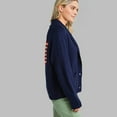 thumbnail image 4 of Women USA Flag Star Stripe Print Open Front Vintage Knitwear Cardigan Navy Blue XL, 4 of 8