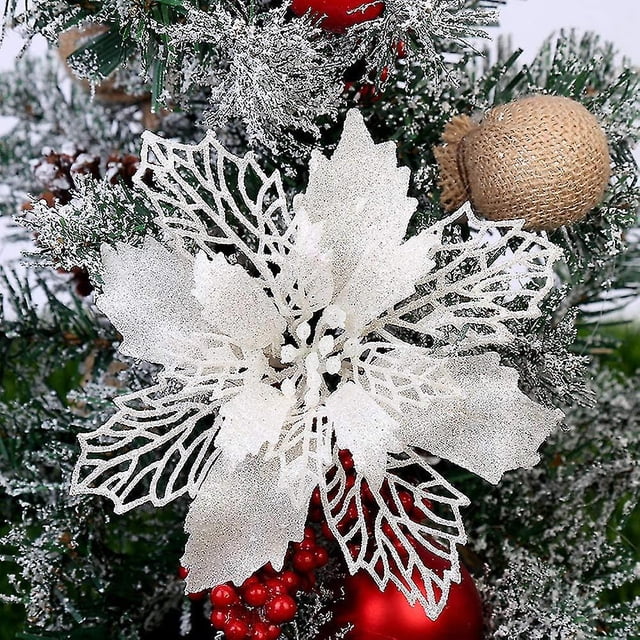 10 piezas de flores artificiales para árbol de Navidad, adornos para árboles, 11cm