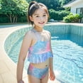 thumbnail image 6 of RUTAYY 3PCS Girls Swimsuit Bathing Suits Bikini Gradient Colorful Fish Tail Set For Girls 4-13 Years Beach Vacation Bohemian Swimwear Beachwear, 6-7 Years, 6 of 7