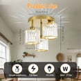 thumbnail image 3 of Crystal Semi Flush Mount Ceiling Light, 3-Light Close to Ceiling Light Fixtures, Modern Light Fixtures with Clear Crystal Shade, for Hallway Foyer Entryway Bedroom Kitchen, Gold, 3 of 7