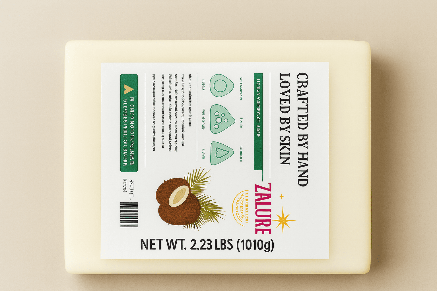 Natural Coconut Milk Glycerin Soap Base – SLS/SLES Free | Perfect for Melt & Pour Creations. Premium Bar for Superior Soap Making Results.