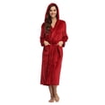 thumbnail image 4 of Peignoirs pour Femmes en Molleton Pelucheux à Capuche, Robe de Chambre Épaisse avec Poches, Vêtement de Nuit, Cape, Robe Rouge Vin G, 4 of 8