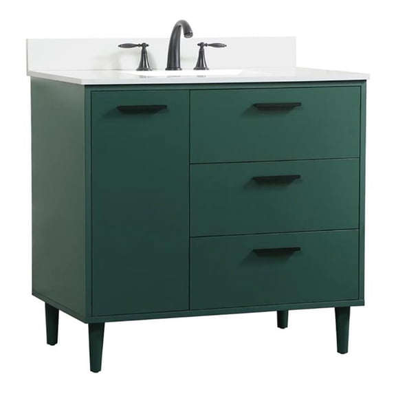 36 inch bathroom vanity in Green with backsplash