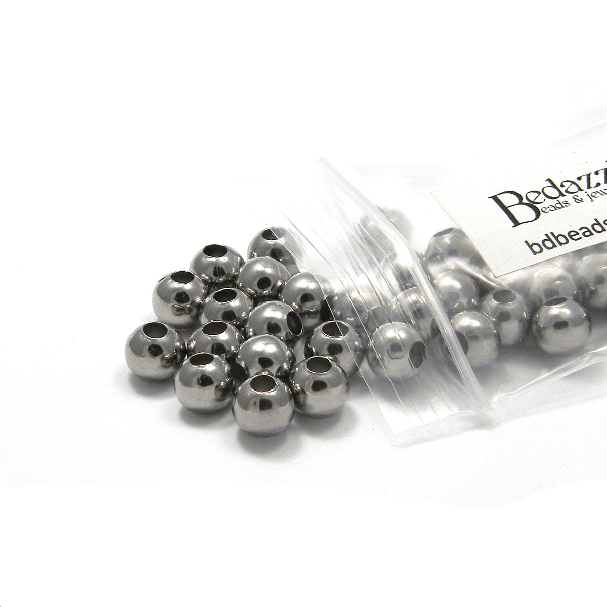 100 Surgical 304 Stainless Steel Smooth Silver Round Spacer Ball Loose Jewelry & Craft Beads (8mm)