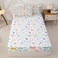thumbnail image 4 of Homewish Pastel Ditsy Floral Zipper Twin Comforter Sets with Fitted Sheet and 2 Pillowcases For Girls,Pink Blue Yellow Cute Zipper Bedding Set,Colorful Stars Reversible,4 Pieces, 4 of 7