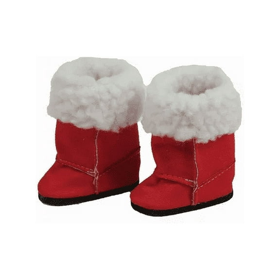 American Fashion World Red Boots with Faux Sheep Fur Made for 14 inch Dolls