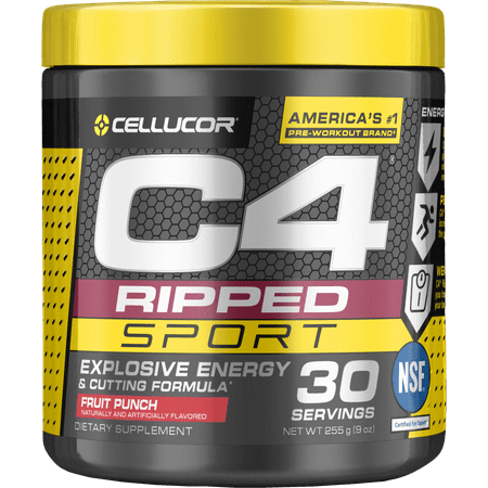 Cellucor C4 Ripped Sport Pre Workout Powder, Fruit Punch, 30 (Best Pre Workout Meal For Energy)