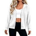 thumbnail image 3 of Inverlee Womens Cable Knit Full Zip Hooded Cardigan Ribbed Cuffs Side Pockets Long Sleeve Sweatshirts Casual Outerwear Loungewear Tops White XXXL, 3 of 8