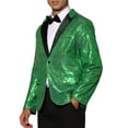thumbnail image 4 of INSPIRE CHIC Sequin Blazer for Men's Peak Lapel Color Block Shiny Sparkly Sports Coat M Green, 4 of 5