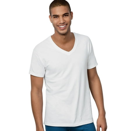 Hanes Men`s TAGLESS V-Neck T-Shirt 5-Pack, S, White | Walmart Canada