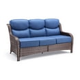 thumbnail image 2 of Unnifurnzi Outdoor Sofas All Weather Wicker Outdoor Couch with 6 Inch Thick Cushions Outdoor Furniture Couch for Porch Poolside Balcony-Brown/Blue, 2 of 7