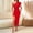 004 Red, variant on Women's One Shoulder Formal Dress SleevelessTwist Ruched Split Bodycon Dresses Cocktail Club Party Maxi Dresses