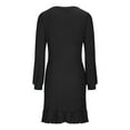 thumbnail image 5 of Bodycon Dresses For Women Sevevn Women's Spring Fall Ruched Bodycon Mini Dress Long Puff Sleeve Ruffle Fitted Cocktail Party Dresses, 5 of 8