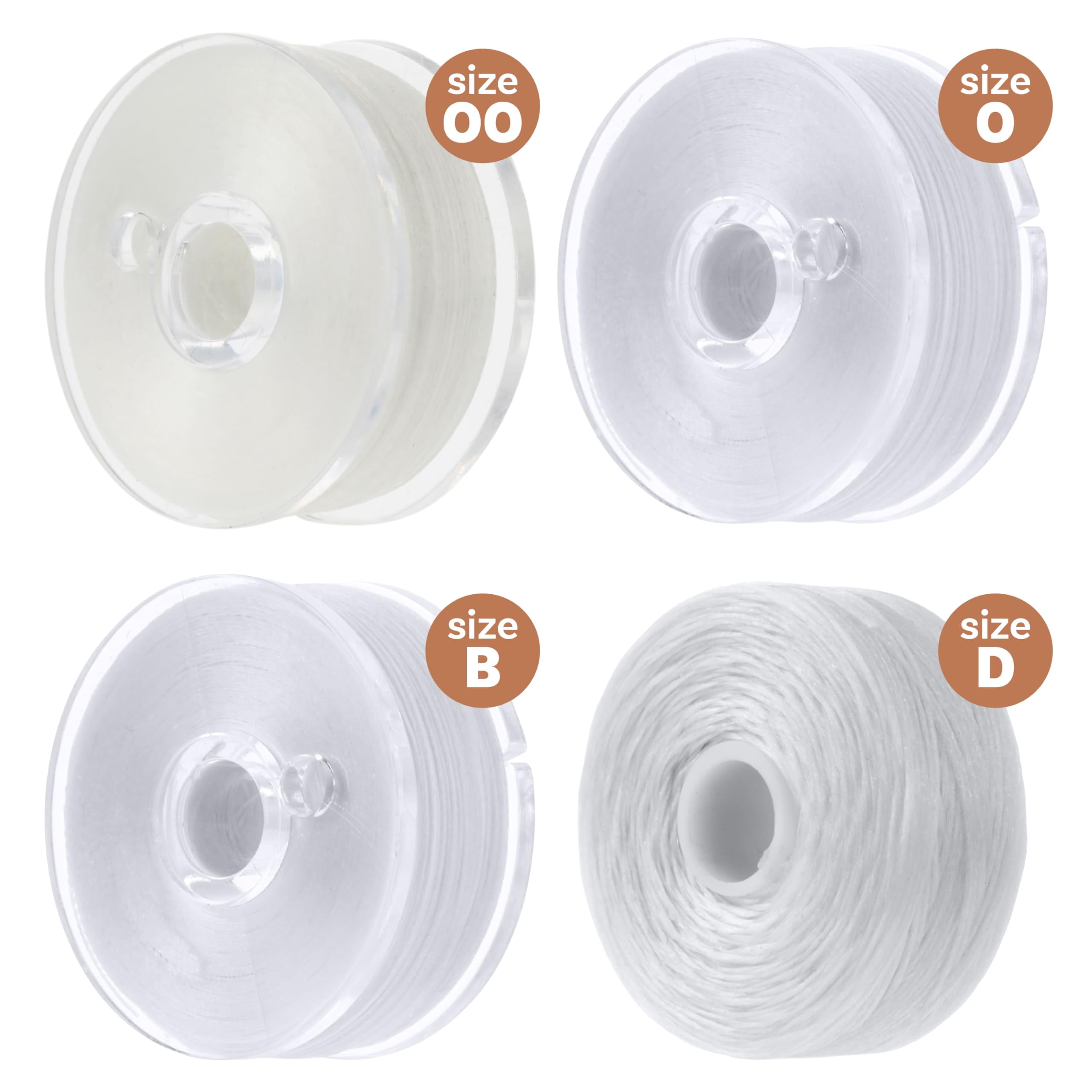 The Beadsmith Nyline Nylon Beading Thread - Assortment Pack, Sizes 00,0, B & D, White, Four Spools