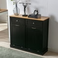 thumbnail image 5 of Yaoping Kitchen Double Trash Cabinet Tilt Out Free Standing Storage Can, Wood Garbage Recycling Station Hideaway Trash Holder Drawers(Black-2), 5 of 7