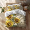 thumbnail image 2 of YOU ARE MY SUNSHINE Twin Size Comforter Set, Retro Sunflowers Floral Bee Brown Fence Bedding for All Seasons, 4 Pcs Bed Set, 1 Quiltcover (68"x86") ,1Sheet(67"x116"), 2Pillowcases (30"x20"), 2 of 12