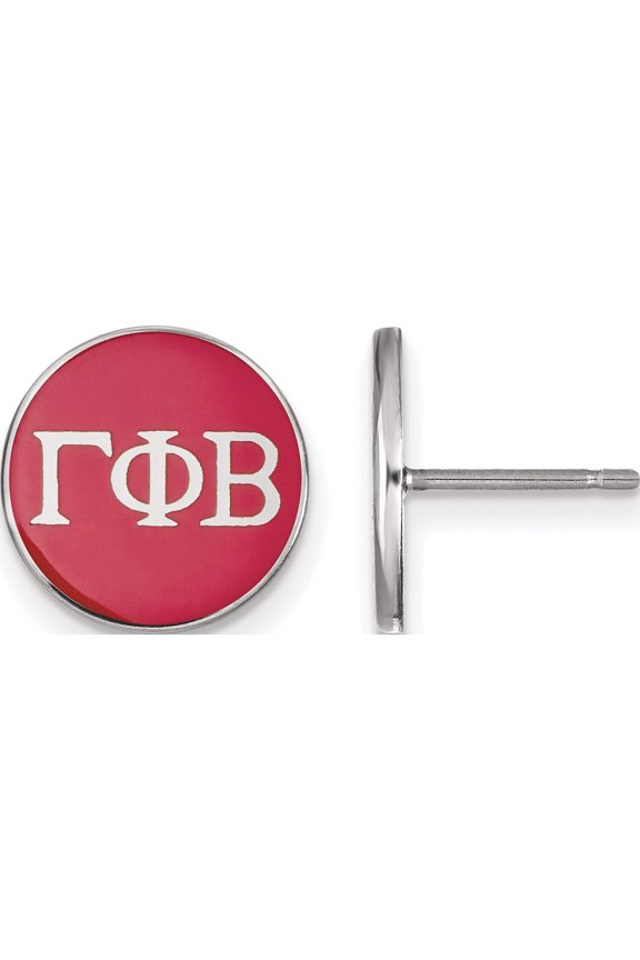 Sterling Silver Rh-Plated Logoart Gamma Phi Beta Enameled Post Earrings (12 X 12) Made In United States ss031gpb