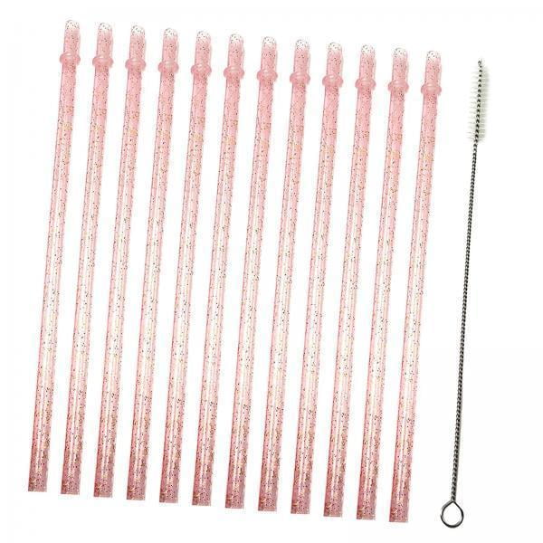 3 X 12 Pajitas Reutilizables Para Fiestas De Verano Para Niños Y Adultos, Color Rosa