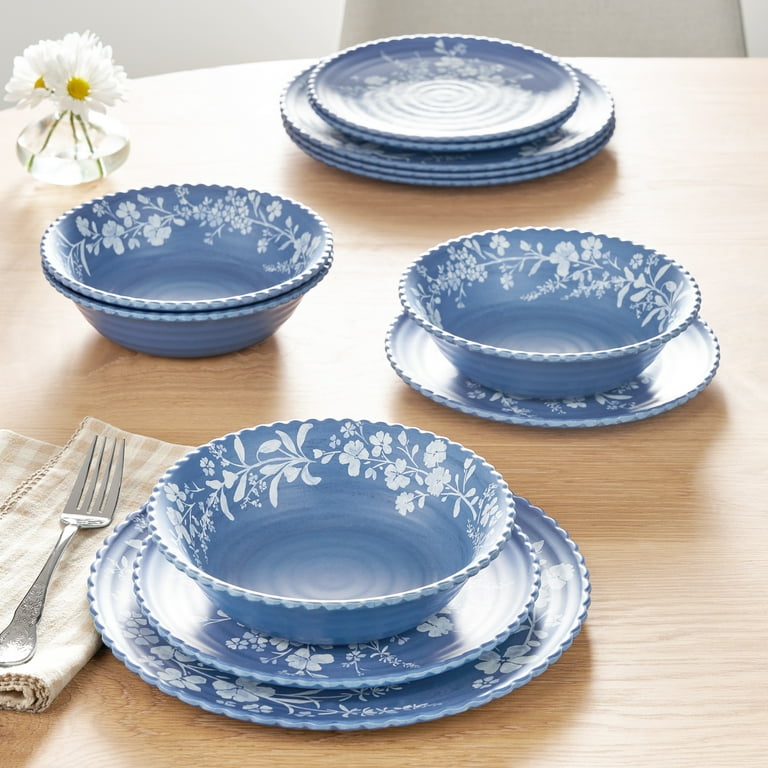 The Pioneer Woman Daisy Bamboo Melamine Dinnerware Set Blue 12