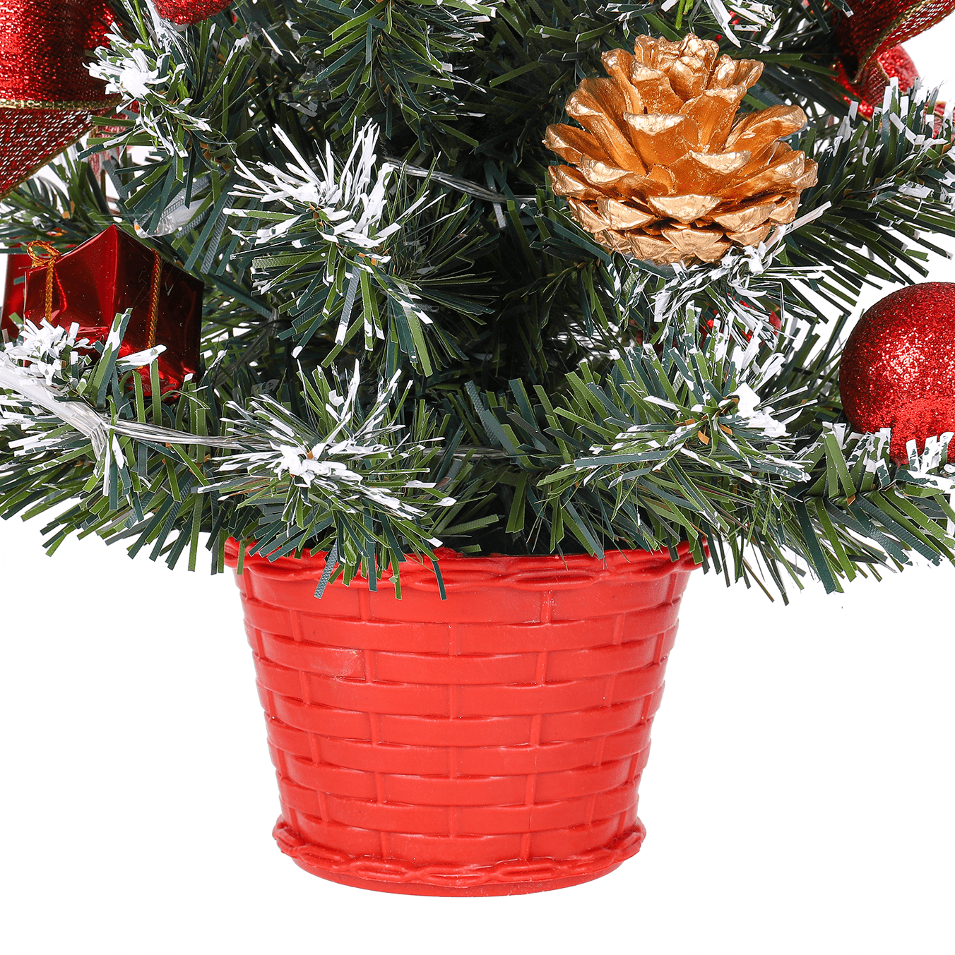 Tabletop Christmas Tree 18 Inch Mini Artificial Christmas Tree with LED String Lights, Small Xmas Tree with Base for Xmas Holiday Decorations Indoor Home Kitchen Dining Table