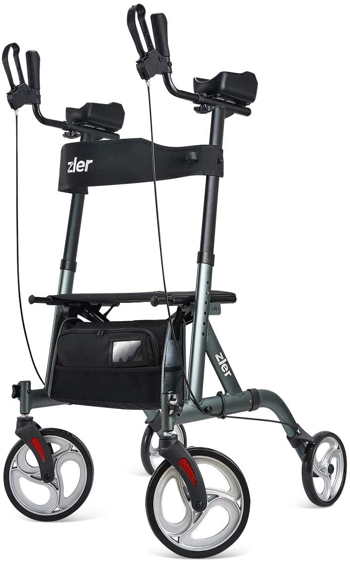 Zler Armrest Walker, Tall Walker with 10” Front Wheels, Stand Up