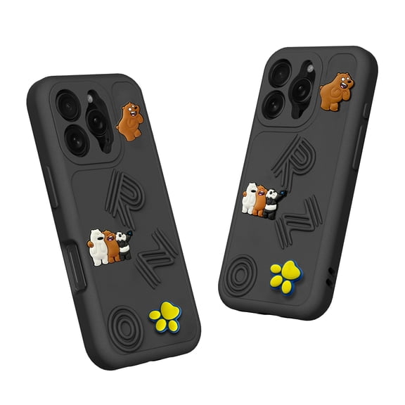 for iPhone 13 Pro Max Cute Cartoon Case, Women Girls Boys Kids 3D Cartoon Pattern Cover Soft TPU Silicone Flexible Shockproof Anti-Scratch Protective Phone Cover for iPhone 13 Pro Max, Black